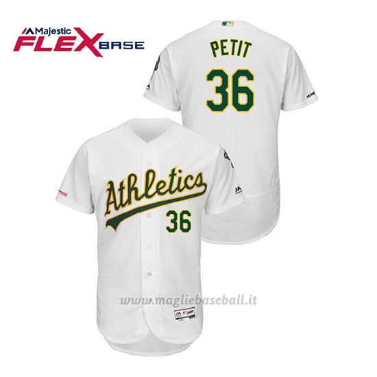 Maglia Baseball Uomo Oakland Athletics Yusmeiro Petit 150th Aniversario Patch Autentico Flex Base Bianco
